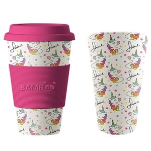 Bamboo Unicorn Travel Coffee Tea 15oz Mug Cup with Pink Lid‎ New In Box